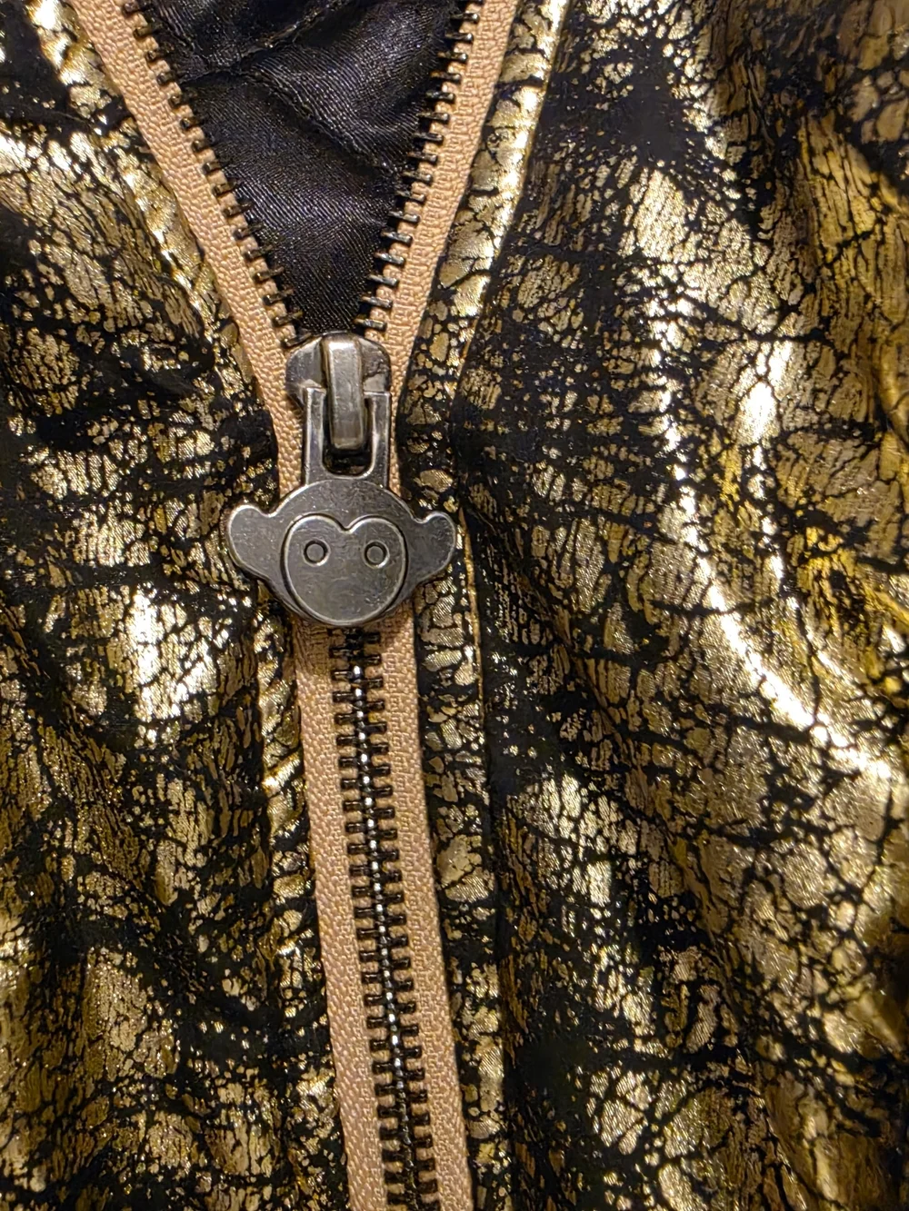 Appaman Girls Size 7 Black Gold Foil Long Puffer Coat Hooded Metallic